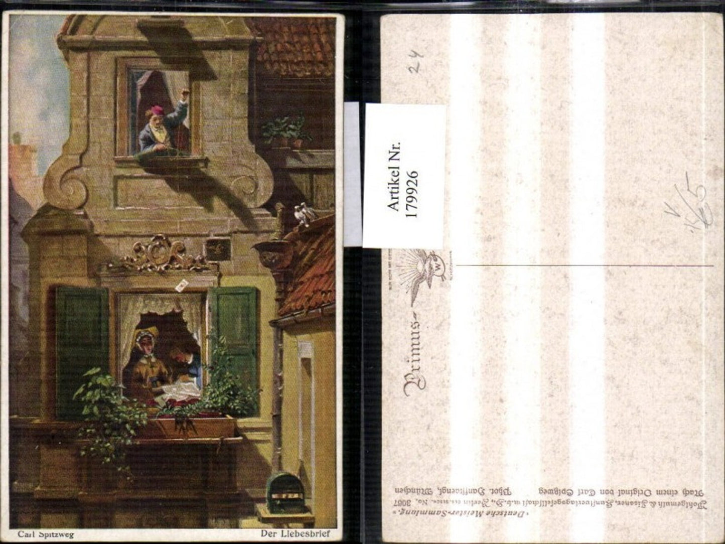 179926,Primus AK 3067 Carl Spitzweg Der Liebesbrief Fenster Schnur Brief