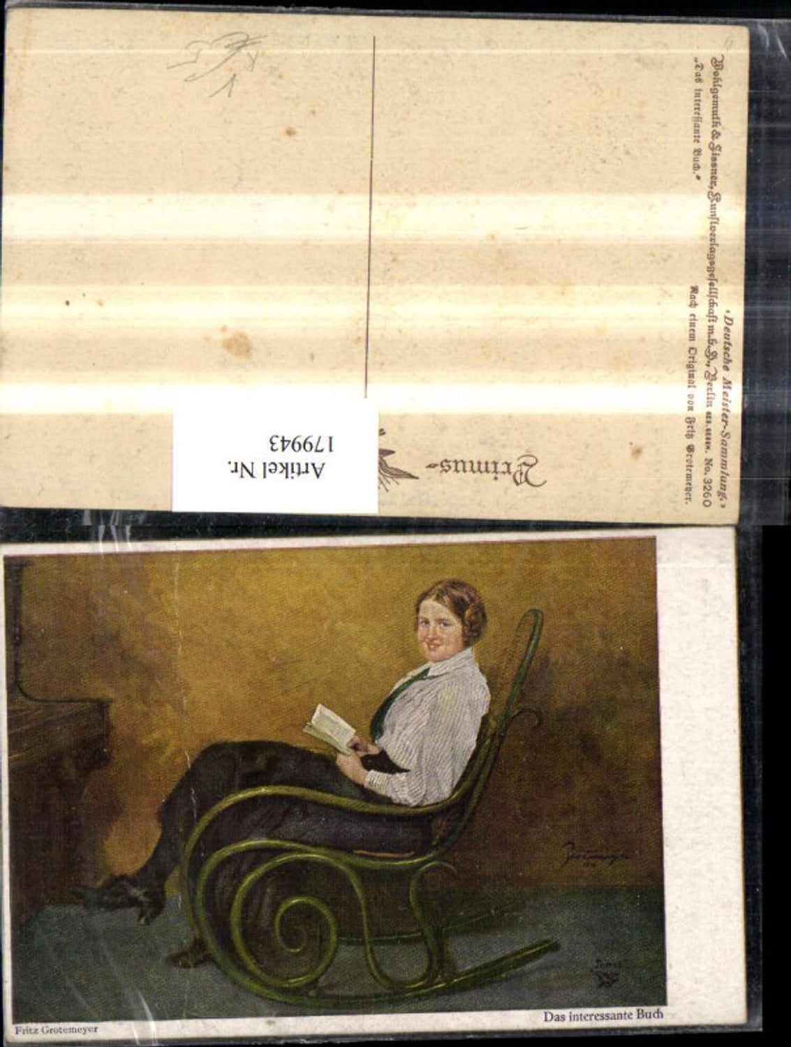 179943,Primus AK 3260 Fritz Gortemeyer Das interessante Buch Frau m. Buch im Stuhl