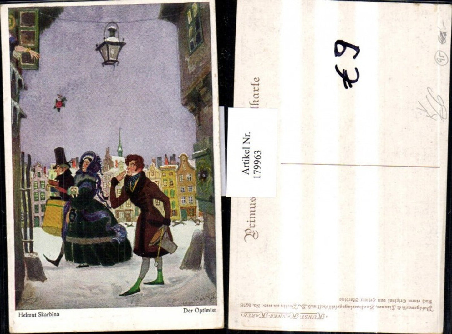 179963,Primus AK 5218 Helmut Skarbina Der Optimist Leute Stadt Zylinder Laterne