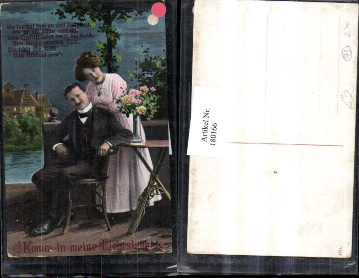 180166, Love Come into my love bower Lovers Roses Vase Armchair Poem
