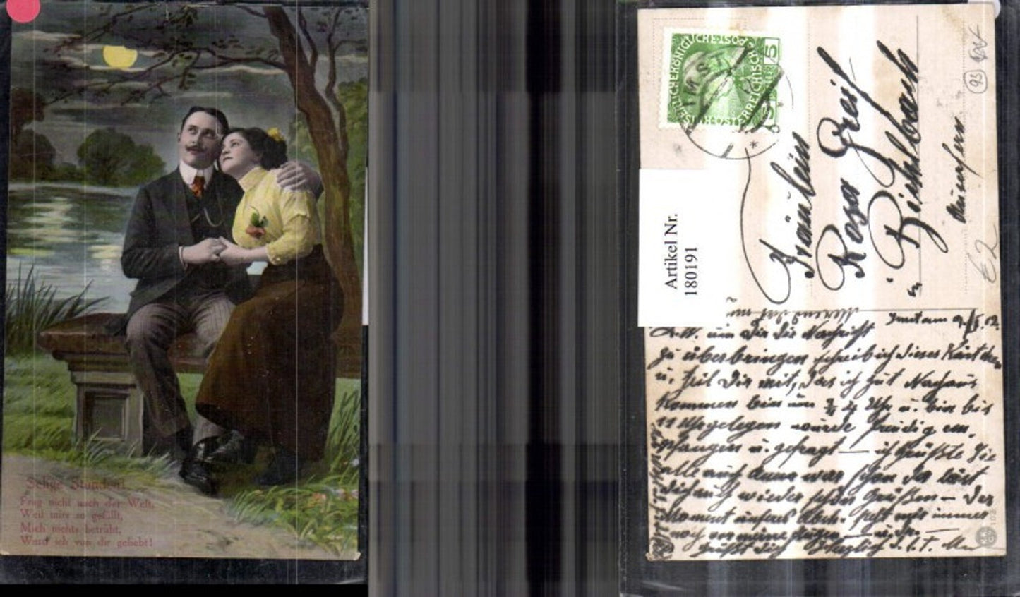 180191,Liebe Selige Stunden Gedicht Liebespaar Sitzbank Mondschein