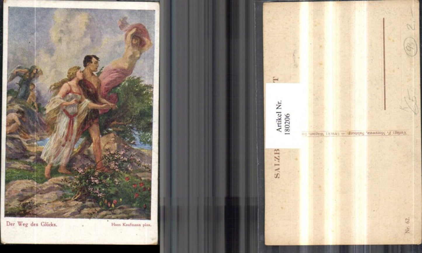 180206,Liebe Künstler AK Hans Kaufmann Der Weg des Glücks Liebespaar Frau