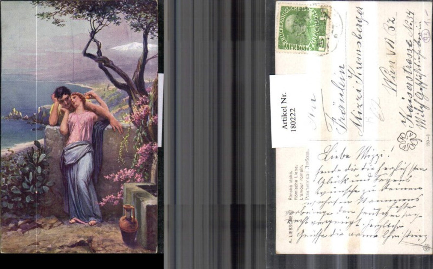 180222,Liebe Künstler AK A. Liebscher Römische Liebe Liebespaar Krug Landschaft