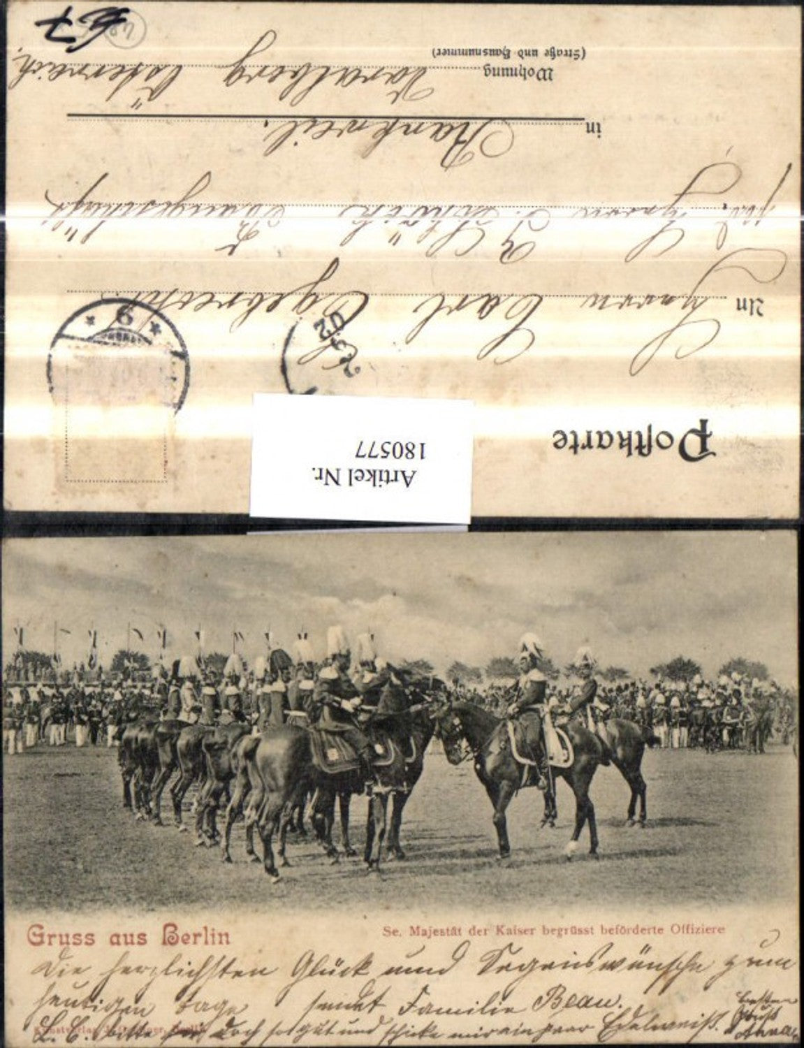 180577,Gruß aus Berlin Majestät d. Kaiser begrüßt beförderte Offiziere