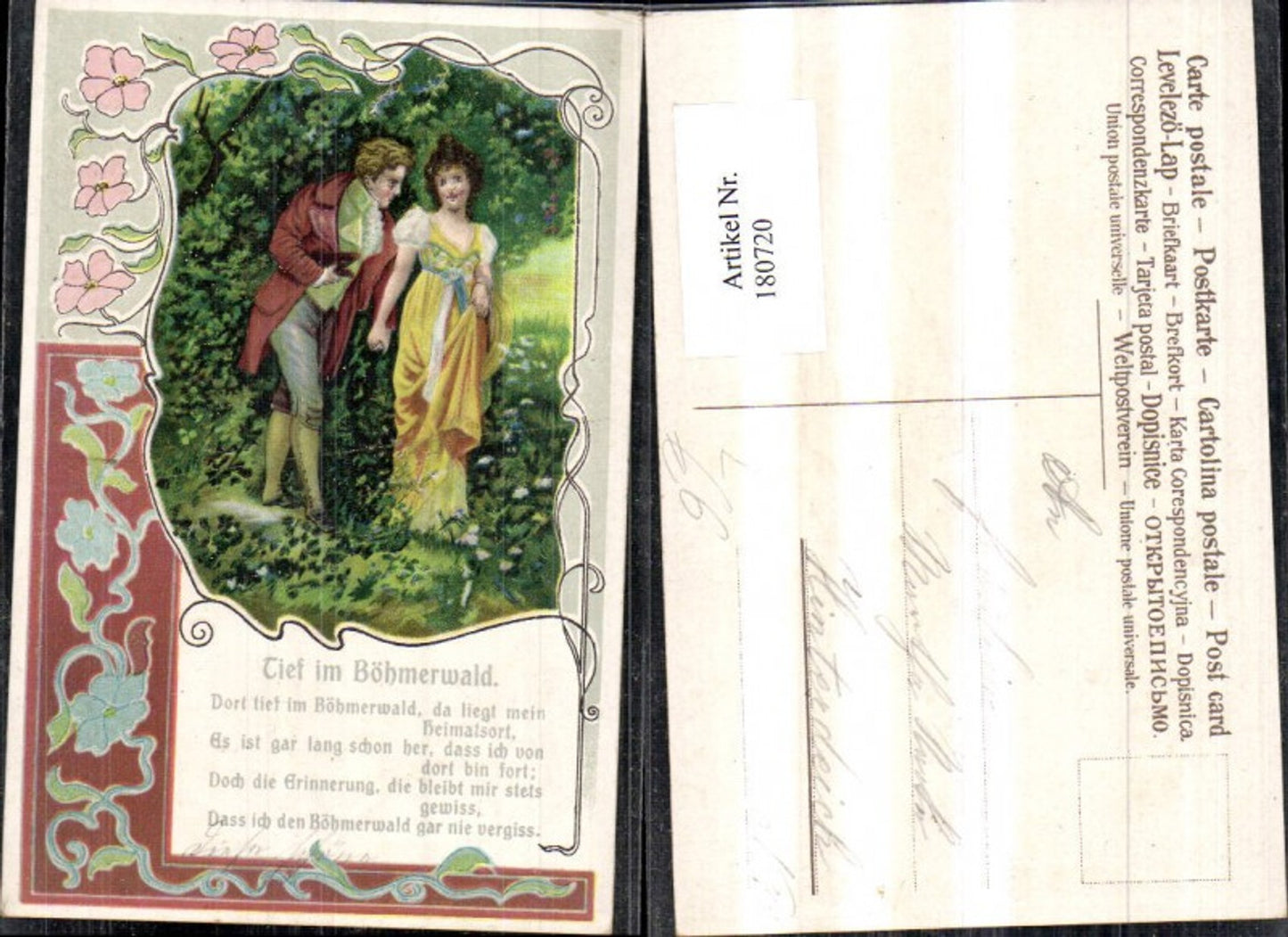 180720,Liebe Präge Litho Tief i. Böhmerwald Spruch Mann Frau