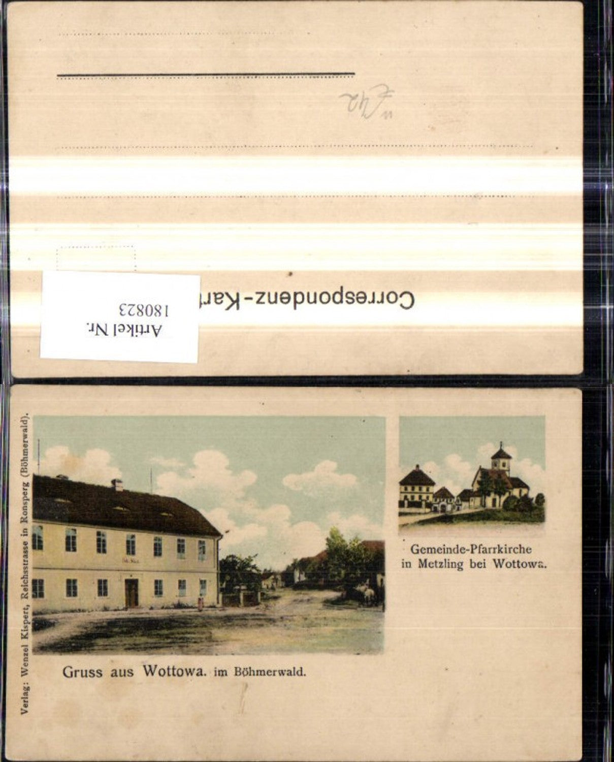 180823,Pilsen Wottowa i. Böhmerwald Metzling Meclov Pfarrkirche Mehrbild Ak