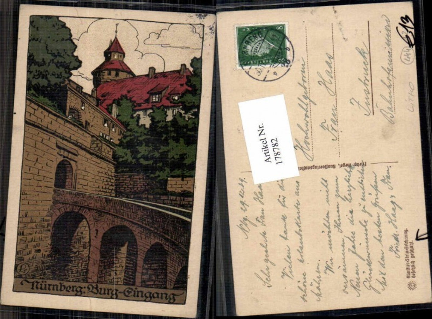 178782,Künstler AK Steindruck Steinzeichnung Nürnberg Burg