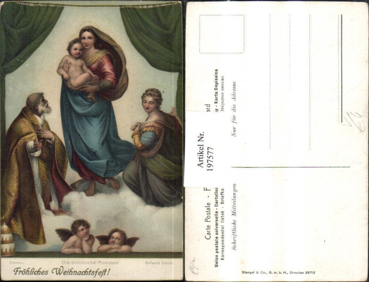 197577,Stengel & Co 29712 Die sixtinische Madonna Maria m. Jesuskind Engel