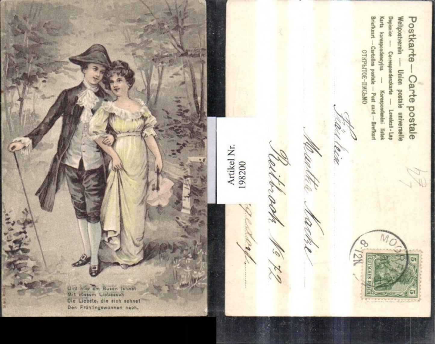 198200,Präge Litho AK Liebe Liebespaar Stock Schirm Gedicht
