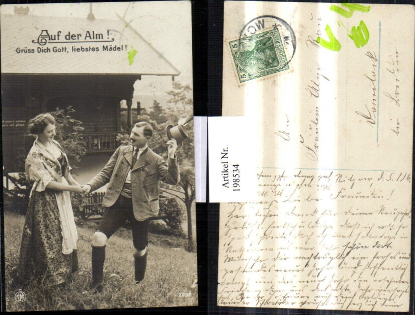 198534,Landwirtschaft Auf d. Alm Mann. u. Frau in Tracht pub NPG 2098