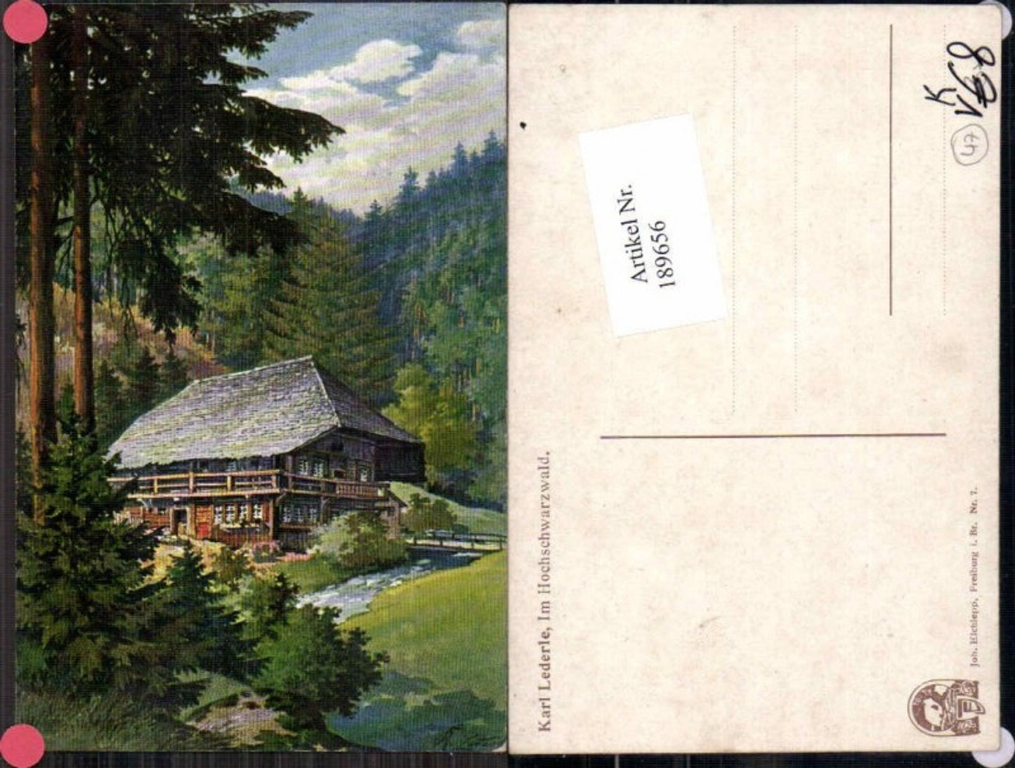 189656,Künstler AK Karl Lederle Im Hochschwarzwald Schwarzwald pub Elchlepp Freiburg Nr 7