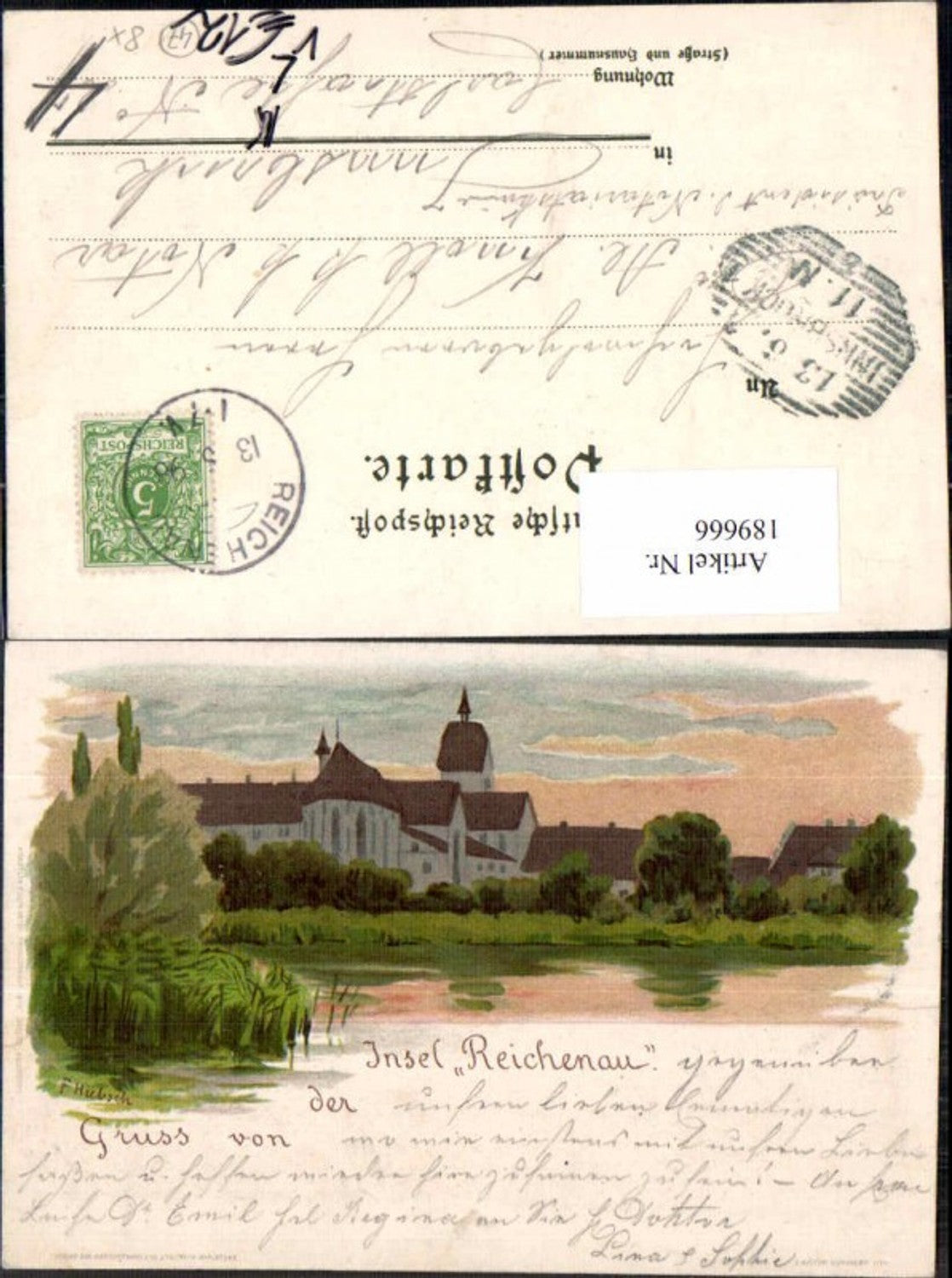 189666,Künstler Litho F. Hübsch Insel Reichenau Bodensee pub Velten 11