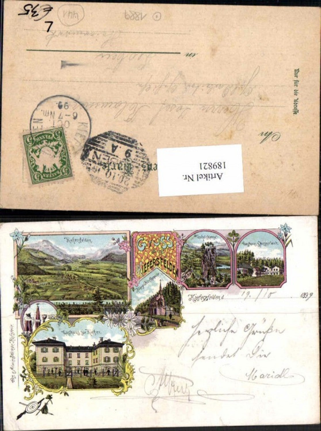 189821,Tolle Litho Gruss aus Kiefersfelden Gasthaus Mosnerwirt Gasthaus Kiefer 1899