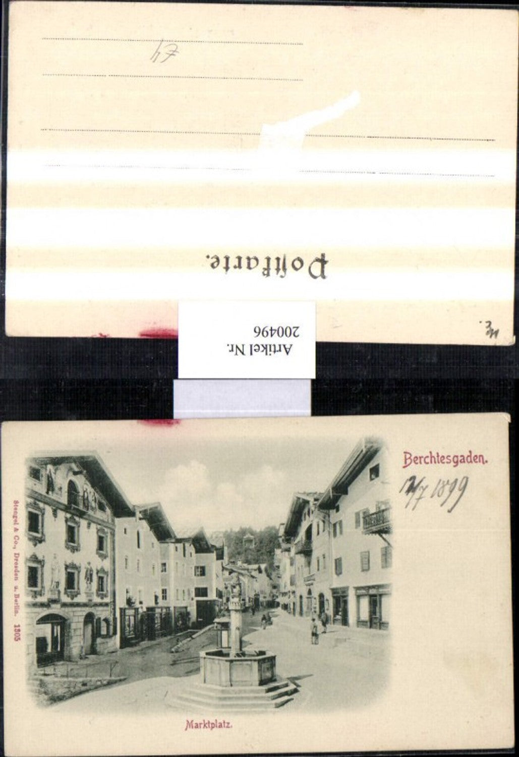 200496,Berchtesgaden Marktplatz Platz Brunnen Straßenansicht pub Stengel & Co 1305