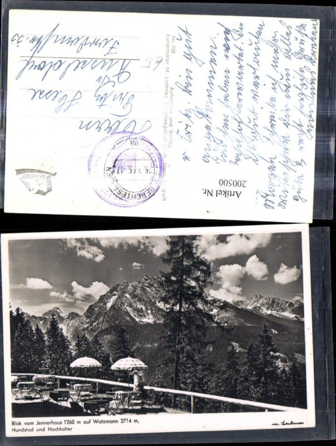 200500,Blick v. Jennerhaus auf Watzmann Hundstod u. Hochkalter b. Berchtesgaden
