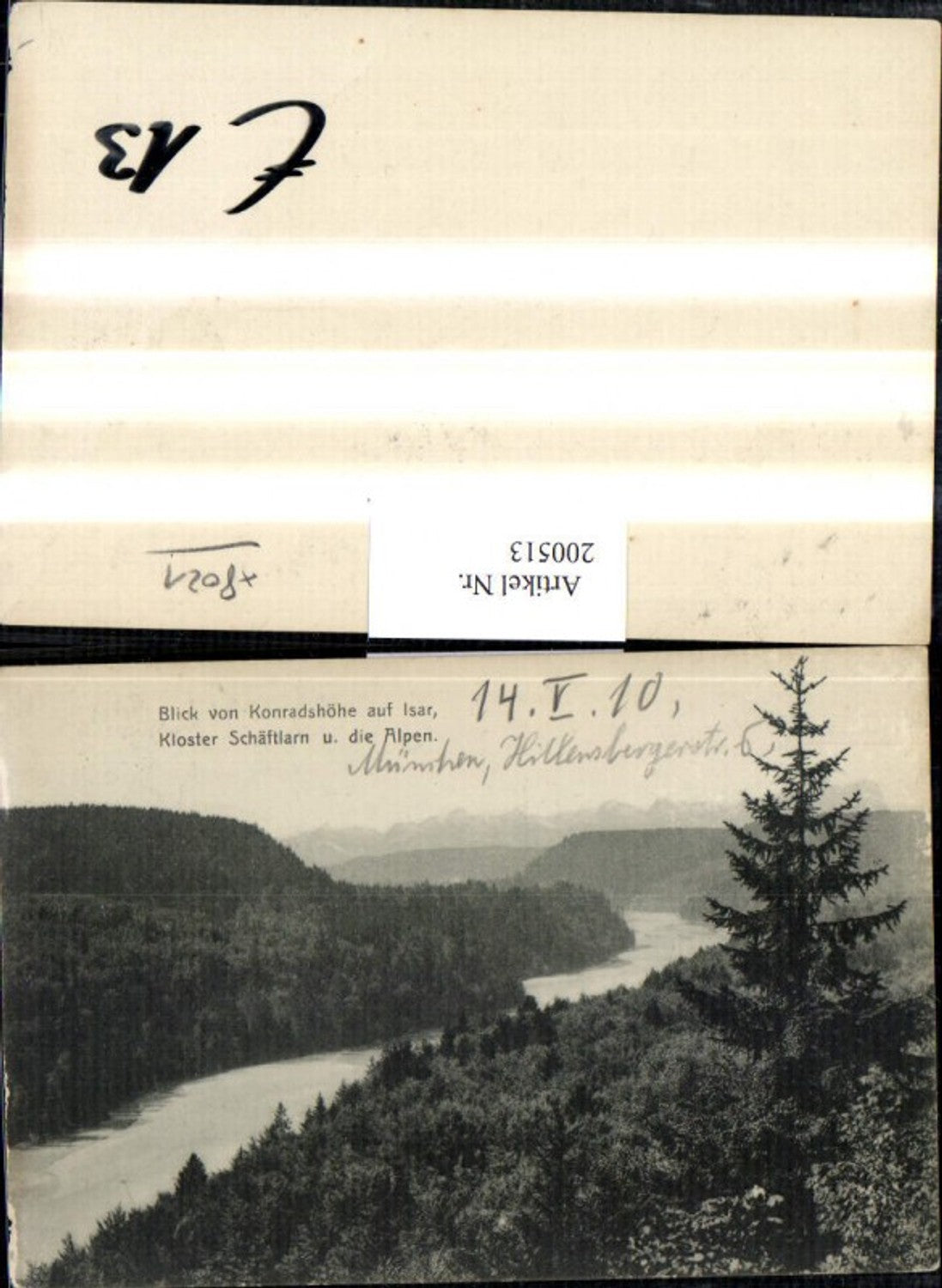 200513,Blick v. Konradshöhe auf Isar Kloster Schäftlarn u. d. Alpen Partie Bayern
