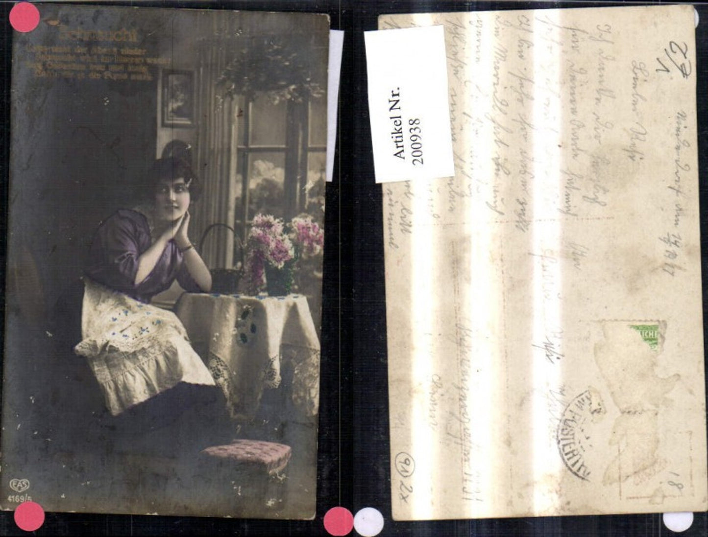 200938,Frau a. Tisch Sehnsucht Spruch pub EAS 4169/5