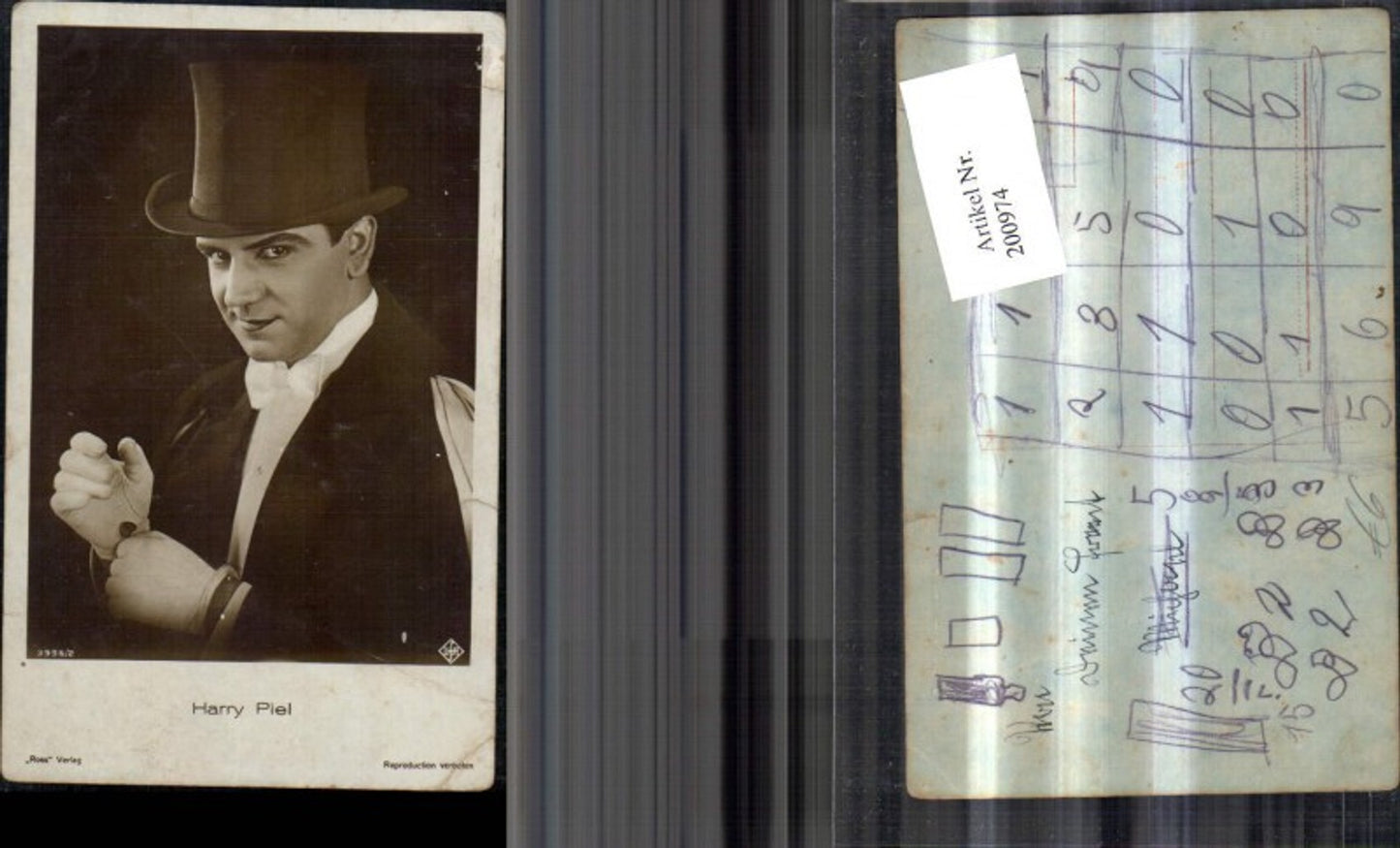 200974,Harry Piel Portrait m. Zylinder Frack