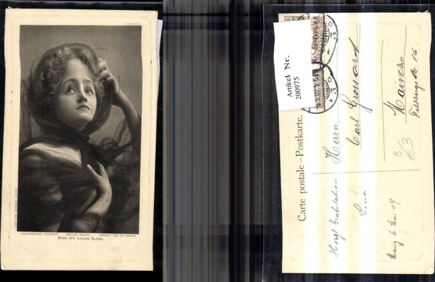 200975,Miss Ivy Lilian Glose Portrait Präge Passepartout