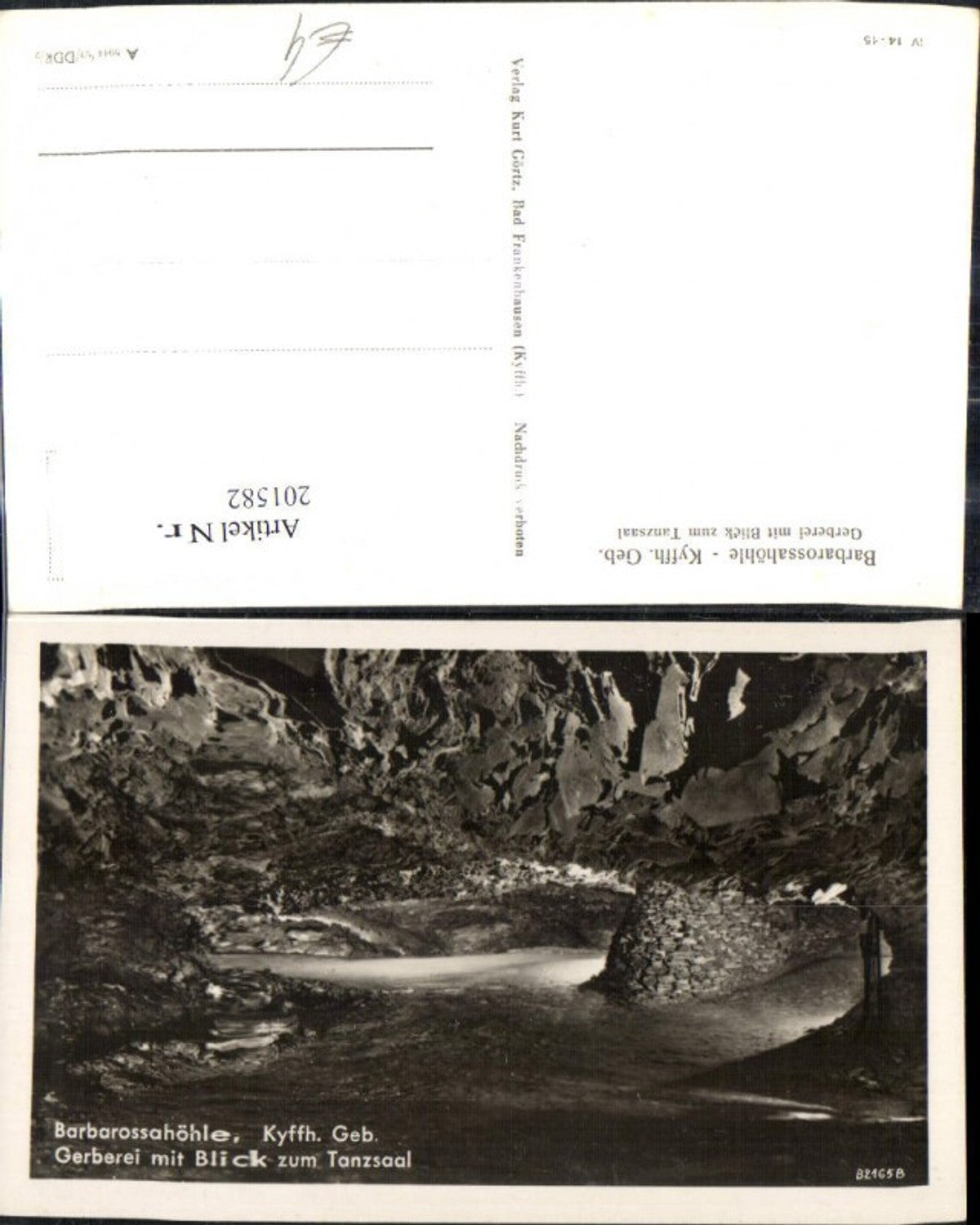 201582,Barbarossahöhle Höhle Kyffhäuser Gebirge Gerberei m. Blick zum Tanzsaal