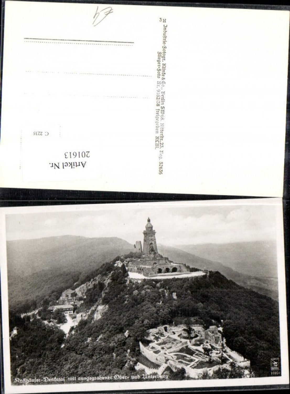 201613,Kyffhäuser-Denkmal m. ausgegrabener Ober- und Unterburg Burg Flugaufnahme