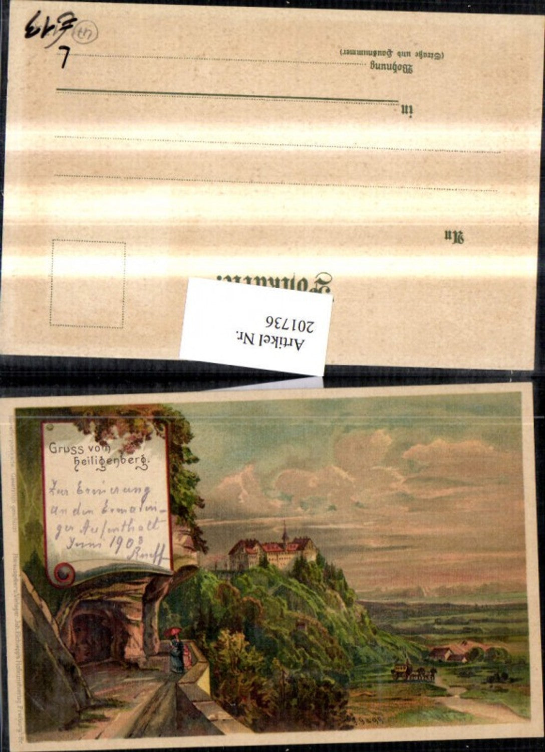201736,Litho AK Gruß vom Heiligenberg Partie Schloss