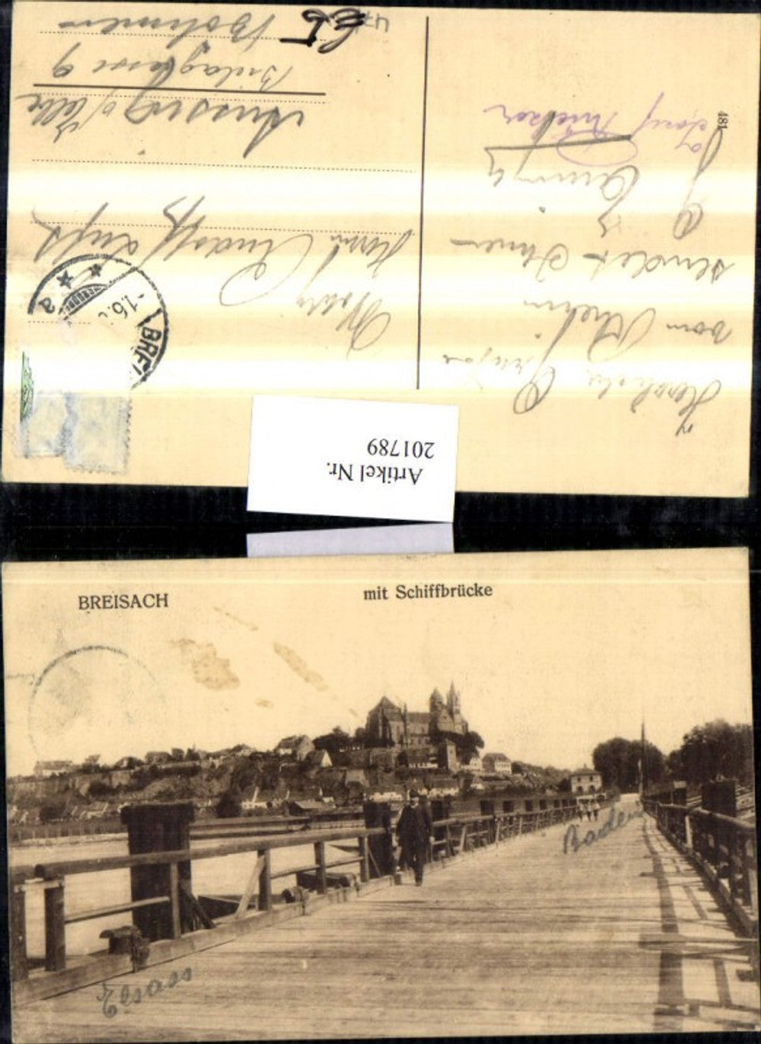 201789,Breisach Teilansicht m. Schiffbrücke Brücke