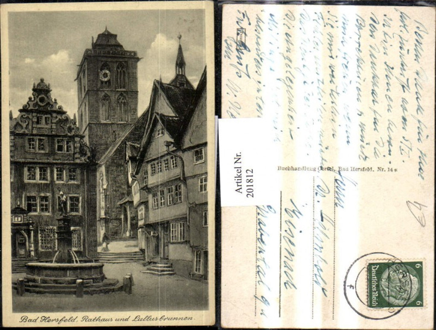 201812,Bad Hersfeld Rathaus u. Lullusbrunnen Brunnen