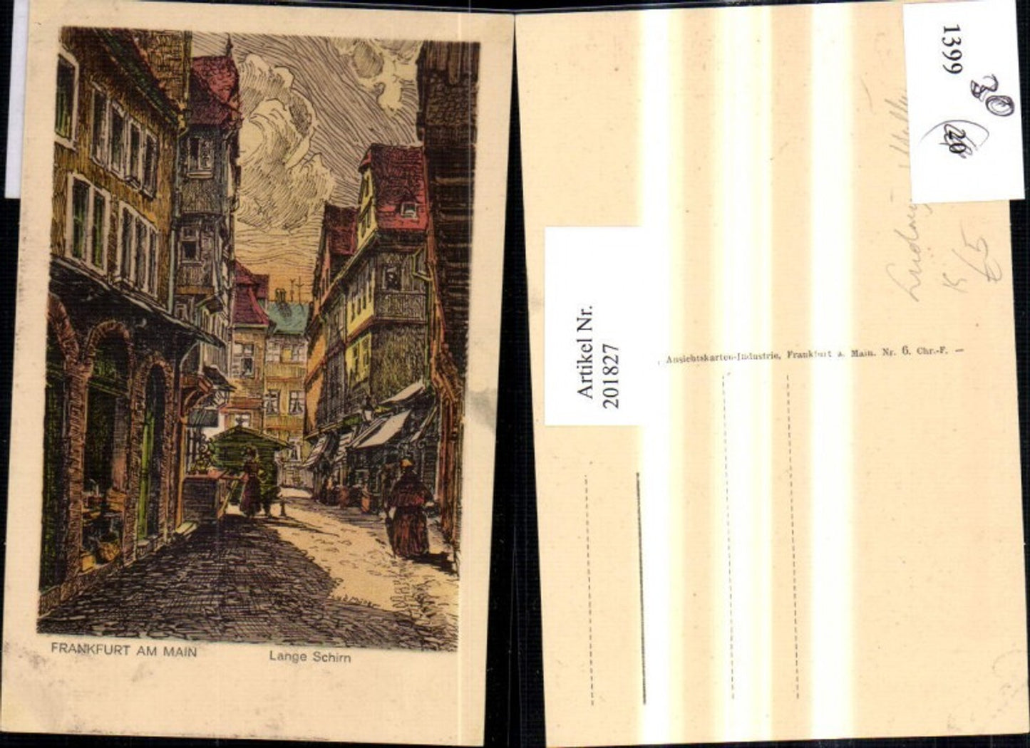 201827,Künstler AK Ludwig Müller Frankfurt am Main Lange Schirn Straßenansicht