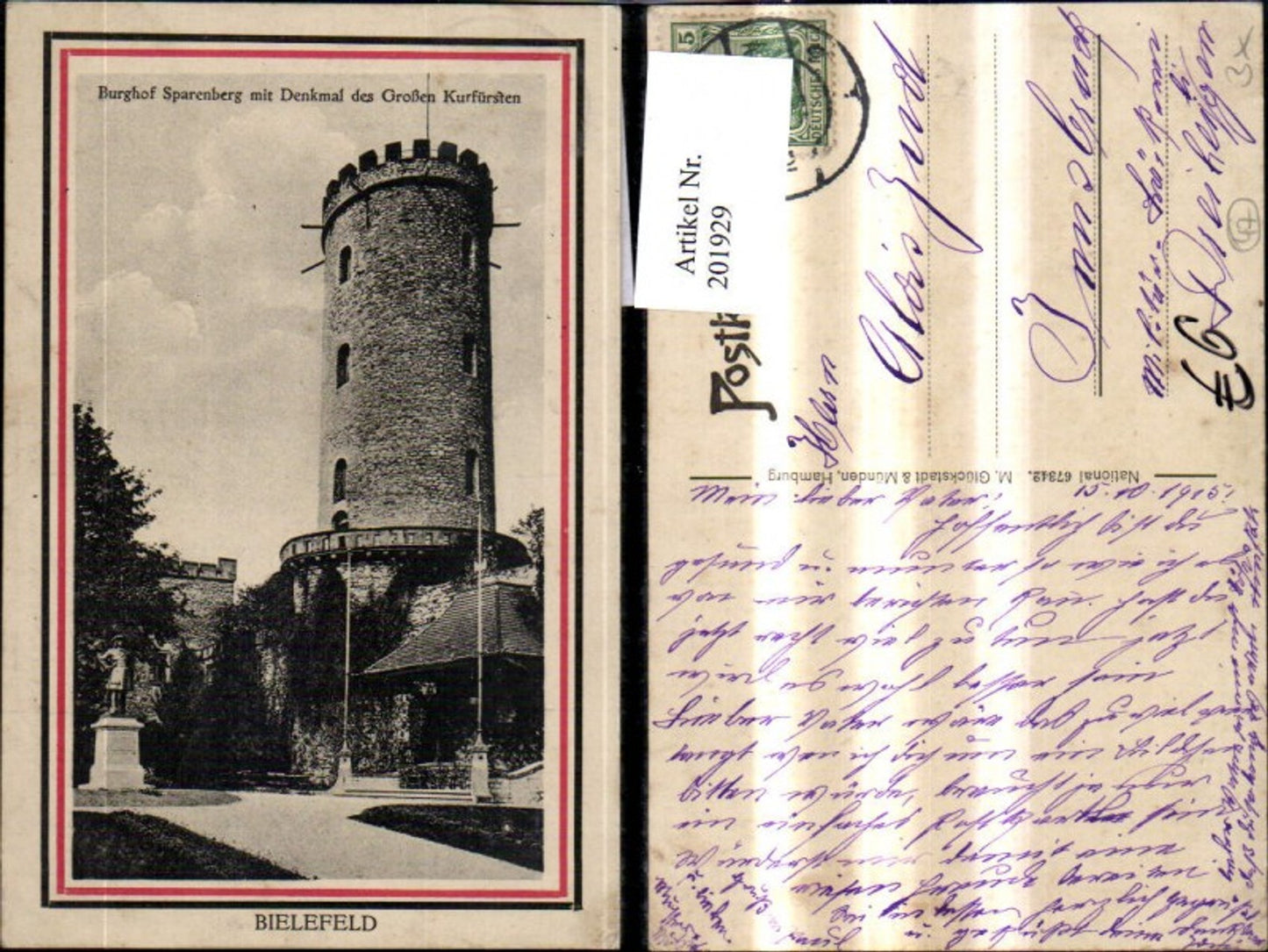 201929,Bielefeld Burghof Sparenburg m. Denkmal d. Großen Kurfürsten