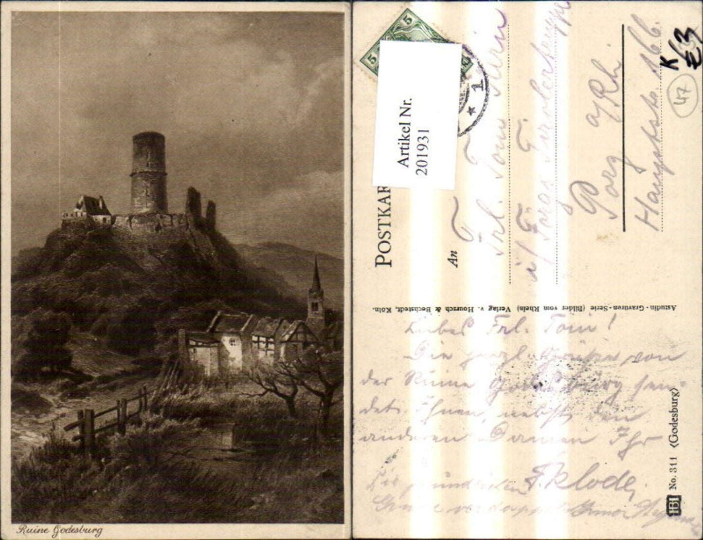 201931,Bonn Bad Godesberg Künstler Ak Ruine Godesburg