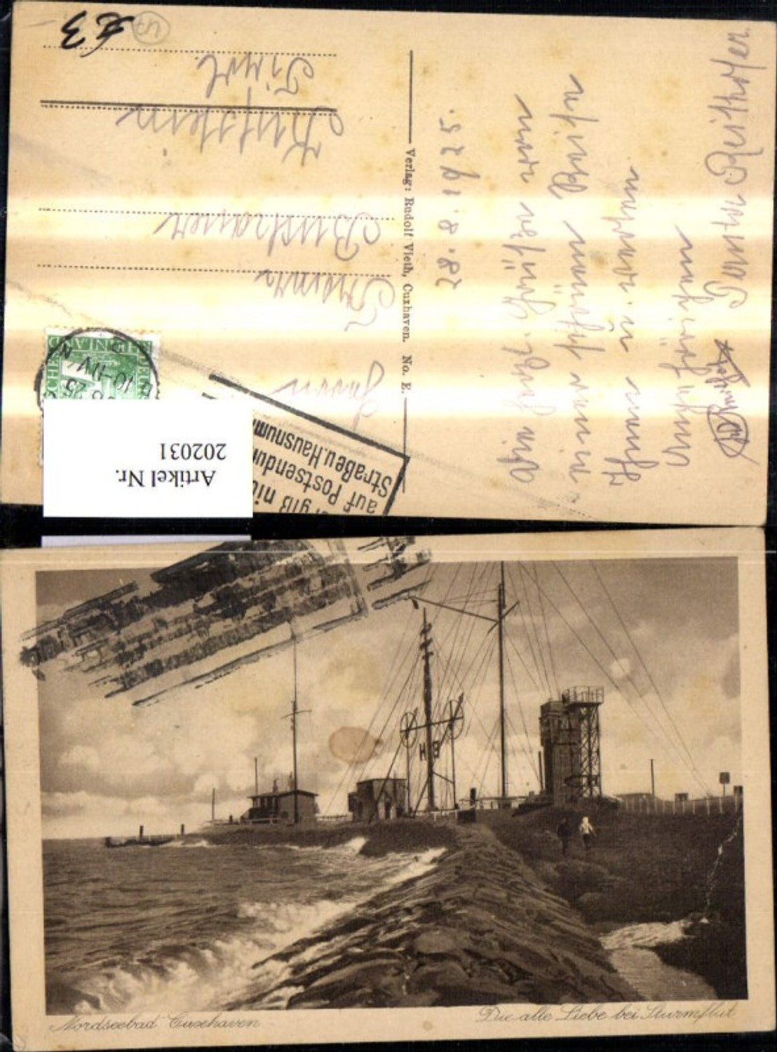 202031,Cuxhaven Nordseebad Die Alte Liebe b. Sturmflut