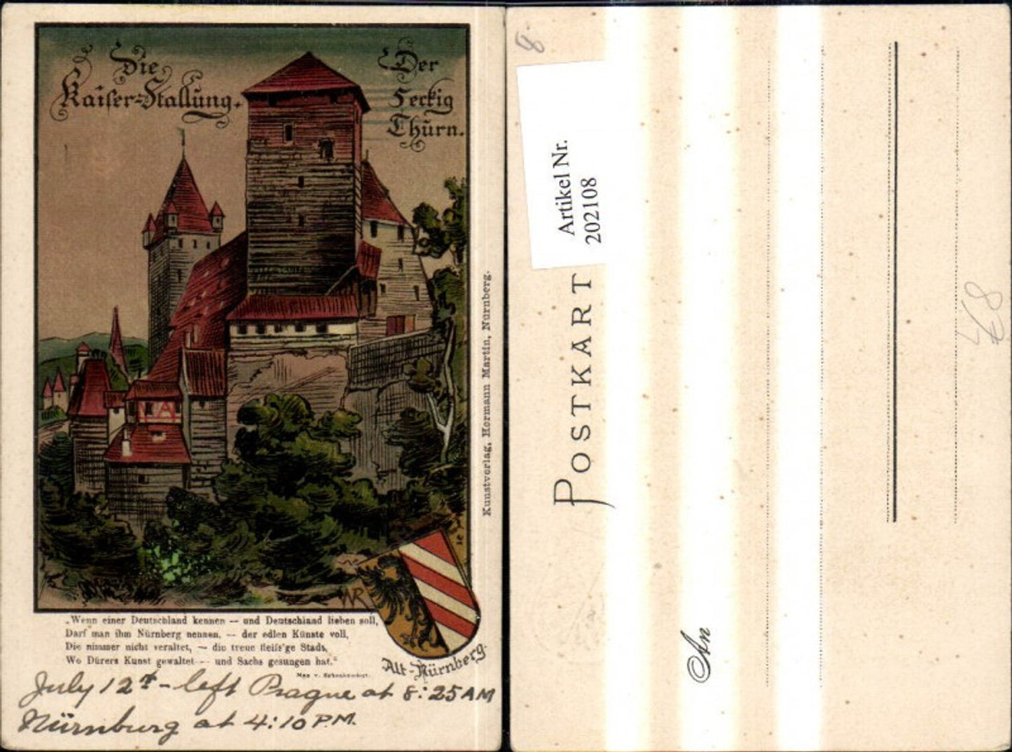 202108,Nürnburg Künstler Litho Kaiser Stallung Turm