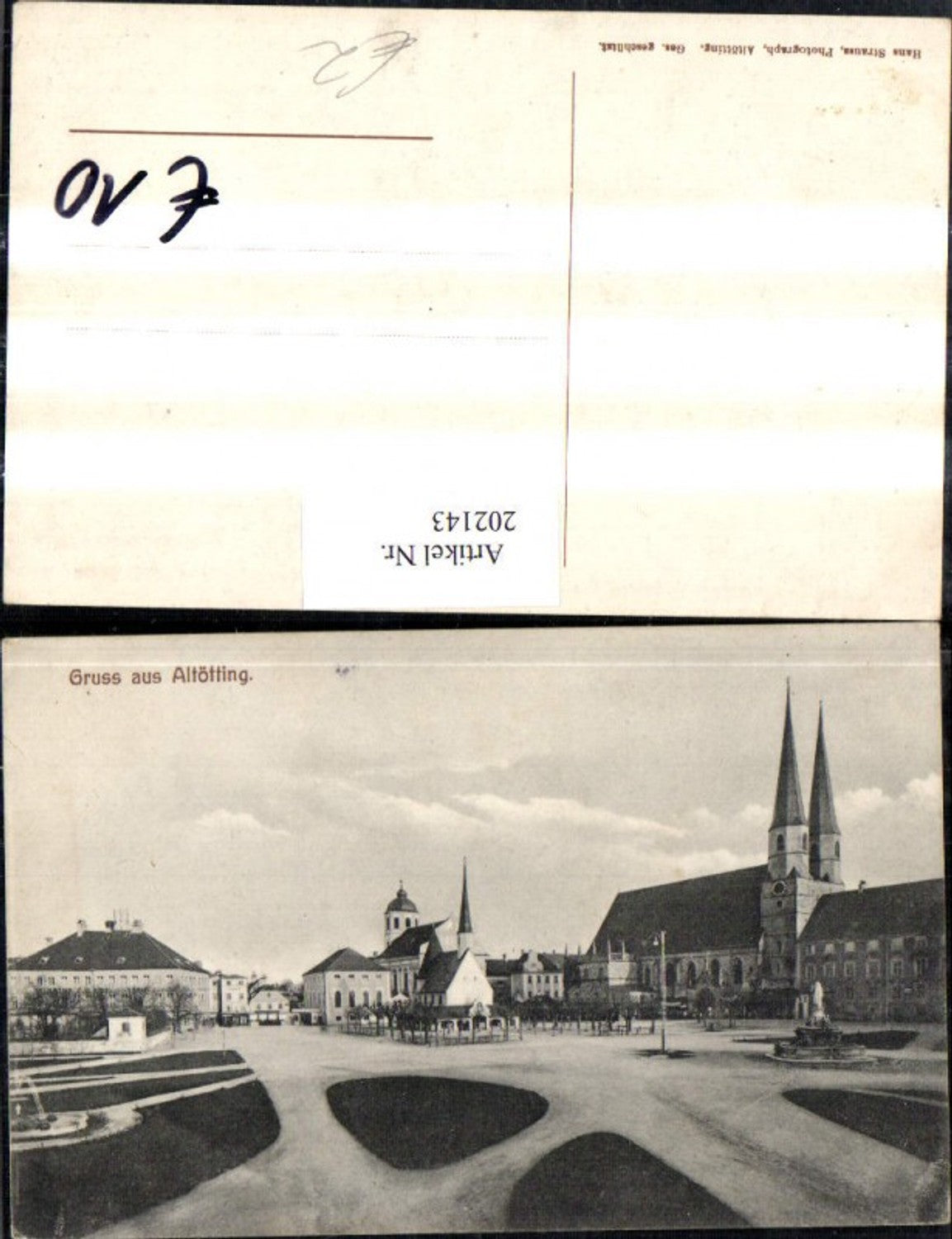 202143,Gruß aus Altötting Teilansicht Kirche Brunnen