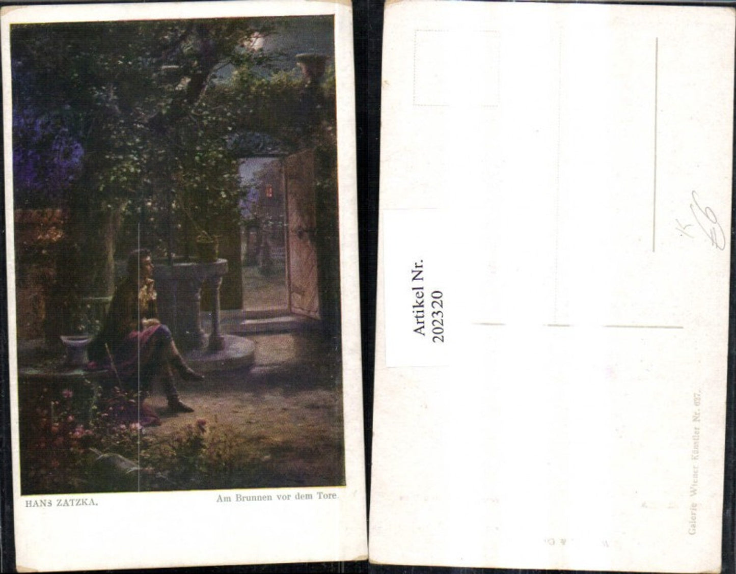 202320,Künstler AK Hans Zatzka Am Brunnen v. d. Tore Mann Tür