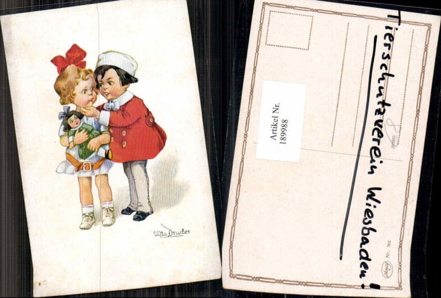 189988,Künstler AK Asta Drucker Kinder Mädchen m. Spielzeug Puppe