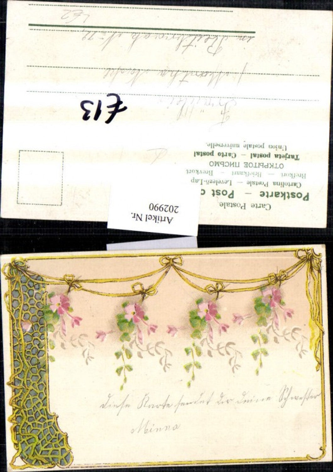 202990,Litho AK Blumengirlanden Blumen Schleife Verzierung