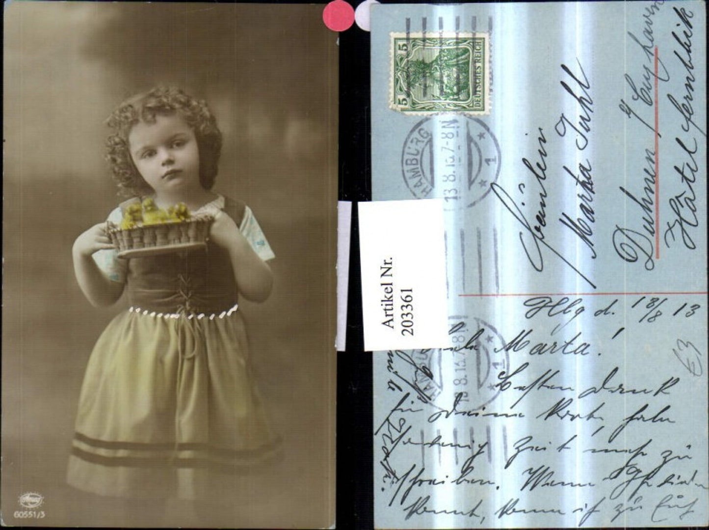 203361, Easter Child Girl with Dress, Basket with Chicks