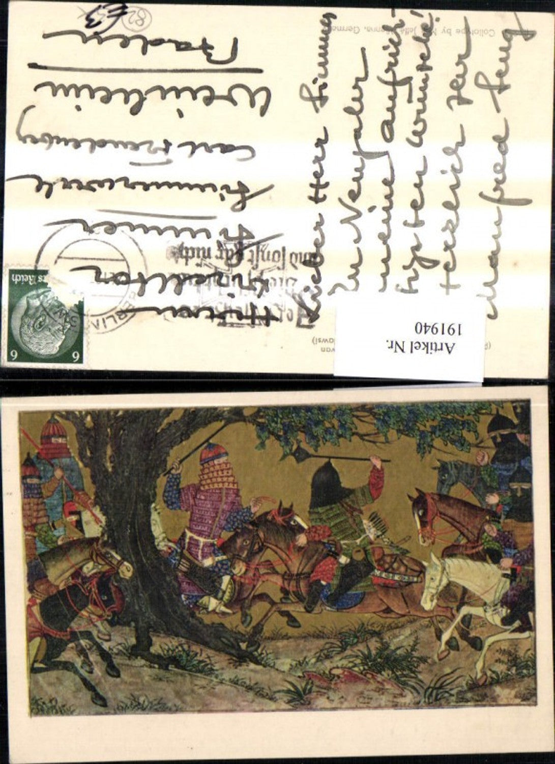 191940,Künstler AK The Battle of Ardashir with Arduwan Ritter Pferde