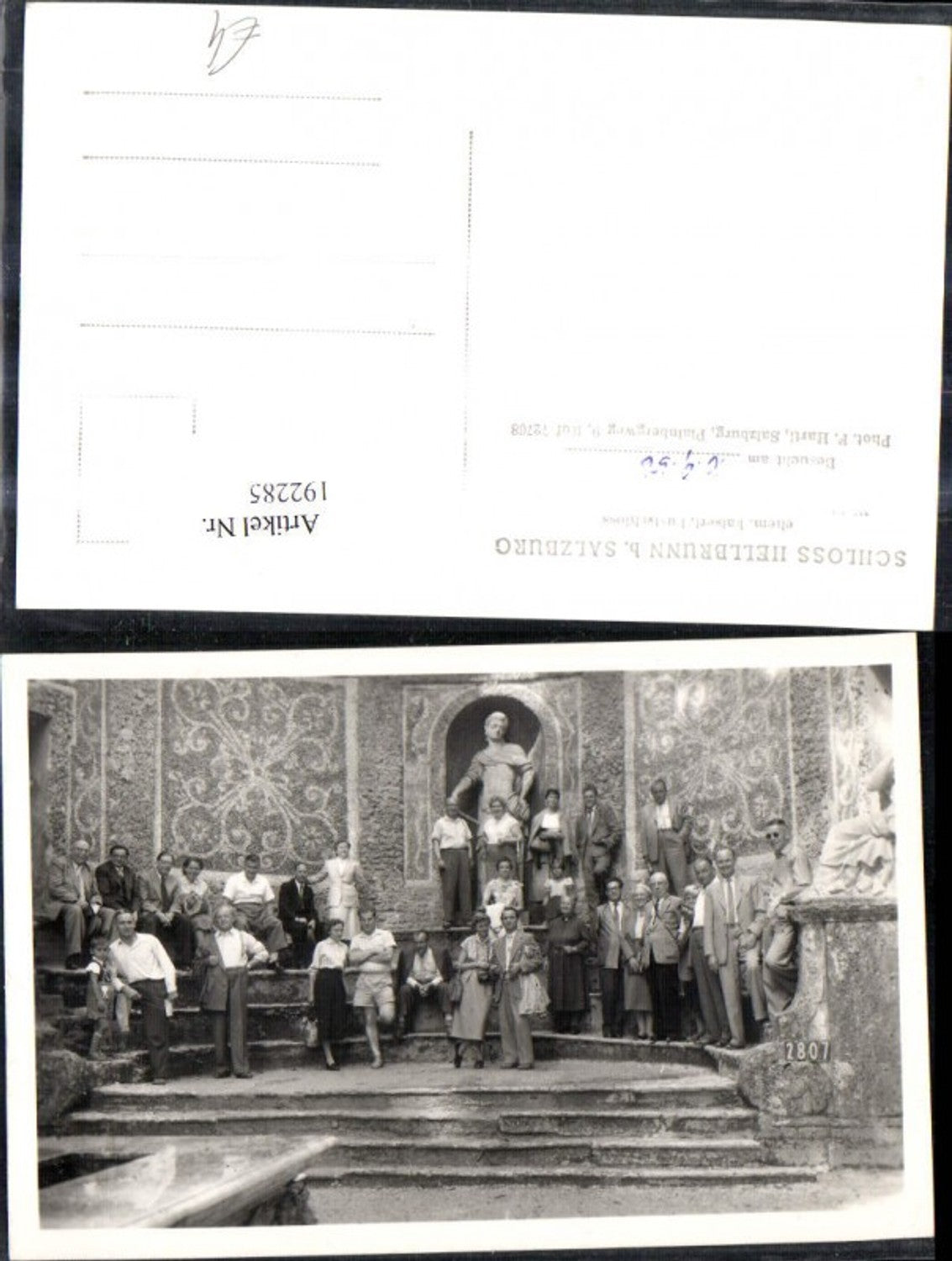 192285, Salzburg Hellbrunn Pleasure Palace Water Features Photo Postcard with People Visitors 10.09.1956