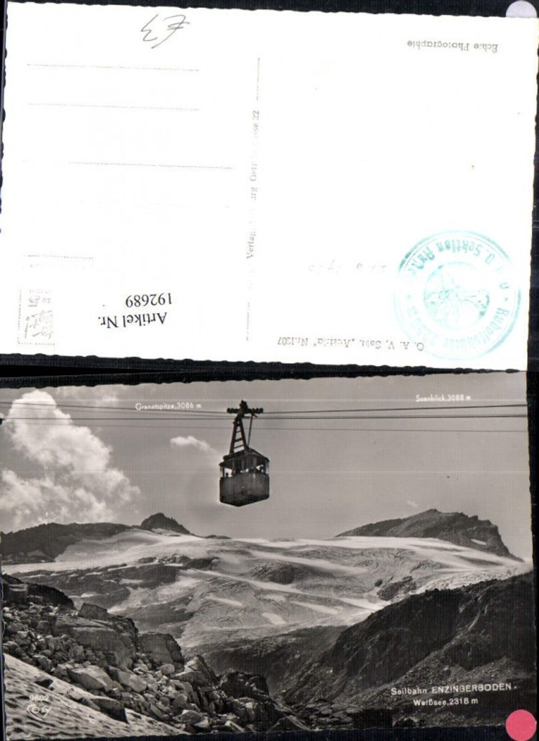 192689,Weißsee Uttendorf Foto Ak Seilbahn Enzingerboden Gipfelansicht Gondel