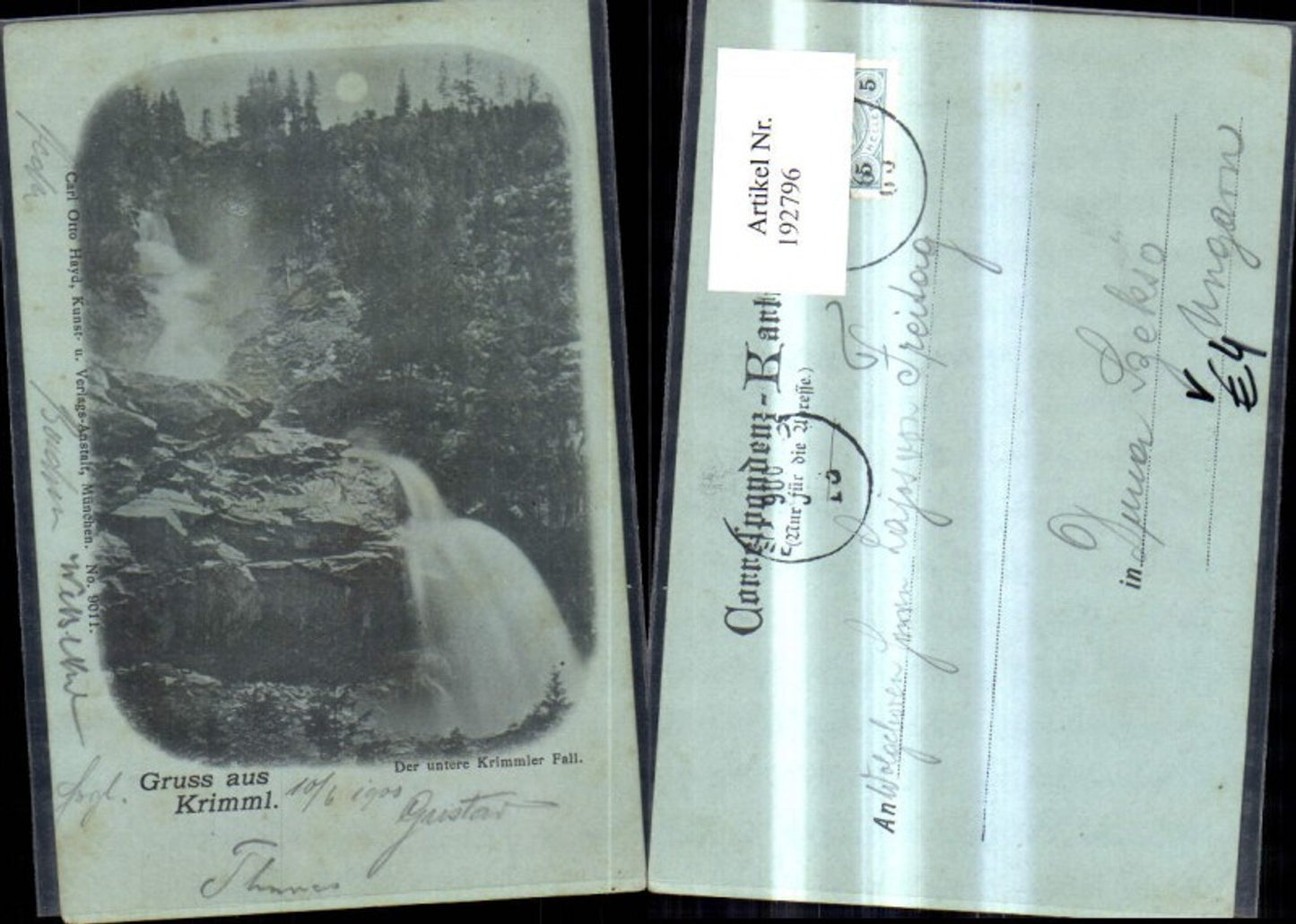 192796,Krimml Wasserfall Krimmler Fall b. Mondschein pub Carl Otto Hayd 9011