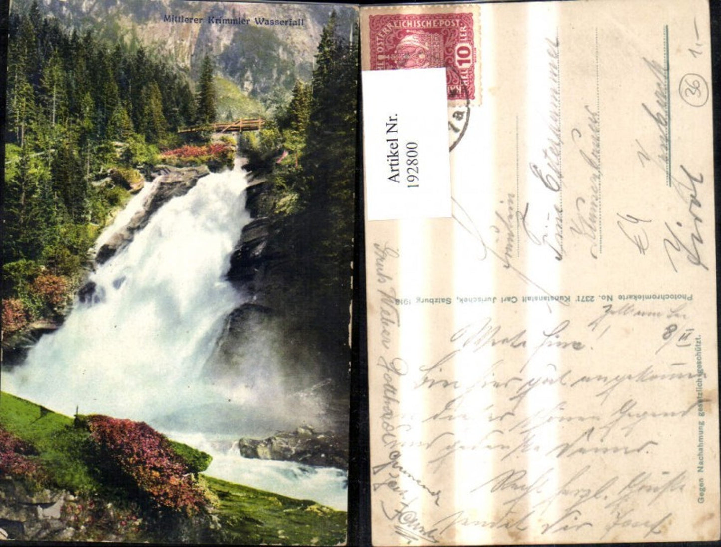 192800,Krimml m. d. Wasserfällen Mittlerer Wasserfall Brücke