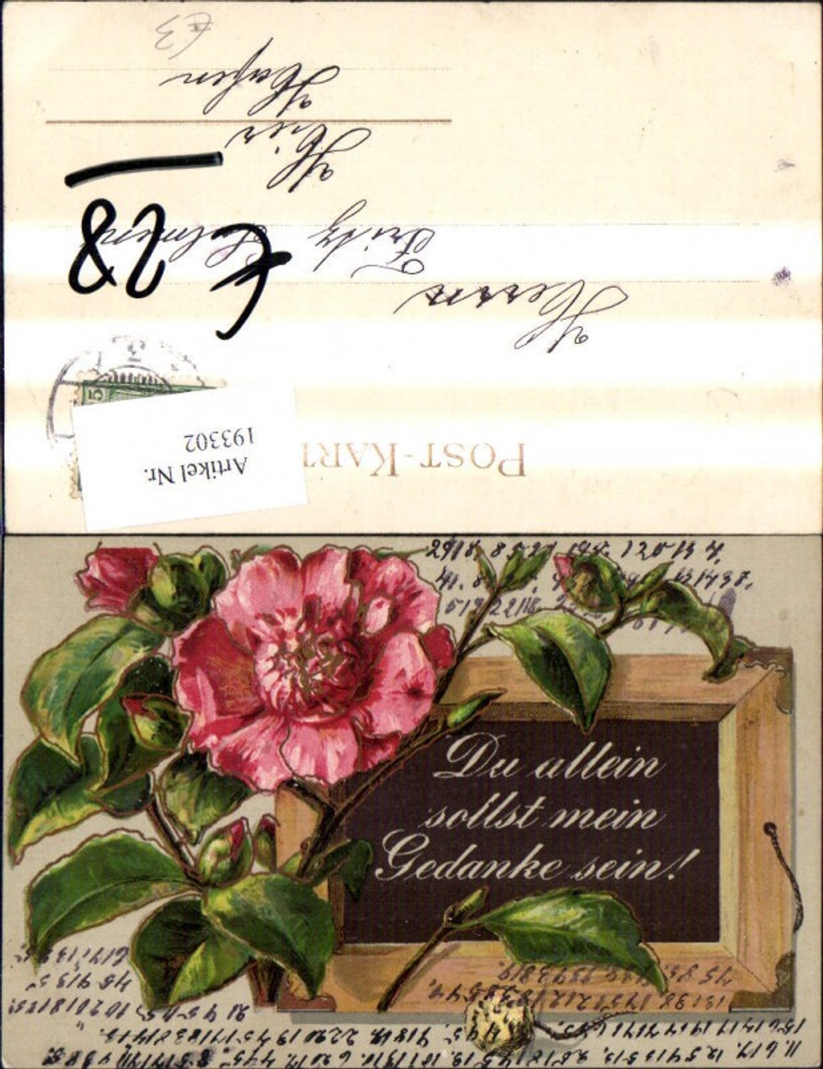 193302,Künstler Ak Rose Tafel Goldverzierung