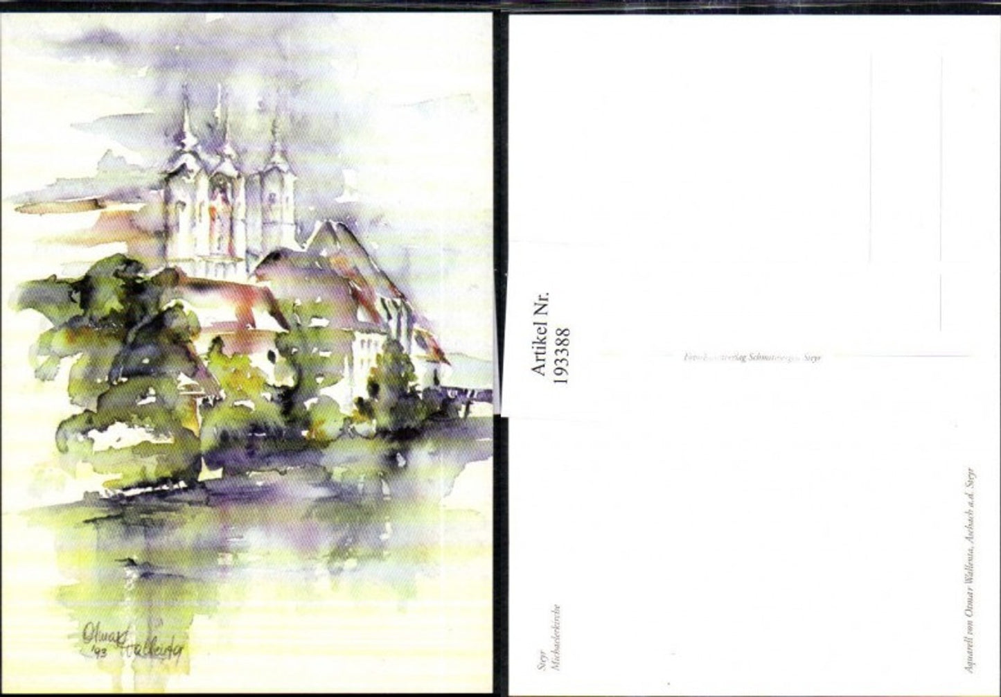 193388, Artist AK Ottmar Wallenta Steyr St. Michael's Church