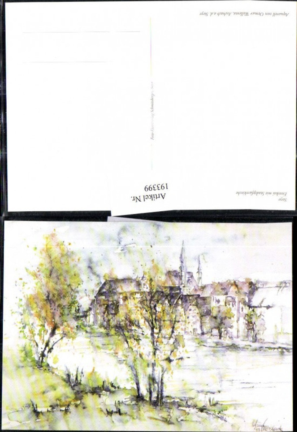 193399,Künstler AK Ottmar Wallenta Steyr Ennskai m. Stadtpfarrkirche Kirche