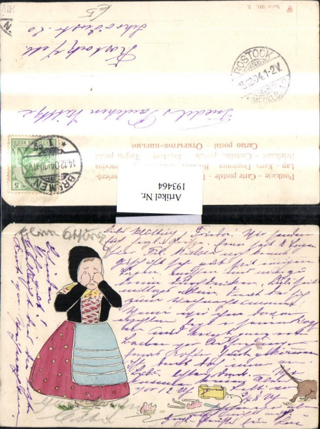 193464,Kind Mädchen m. Kleid weint Spielzeug kaputt