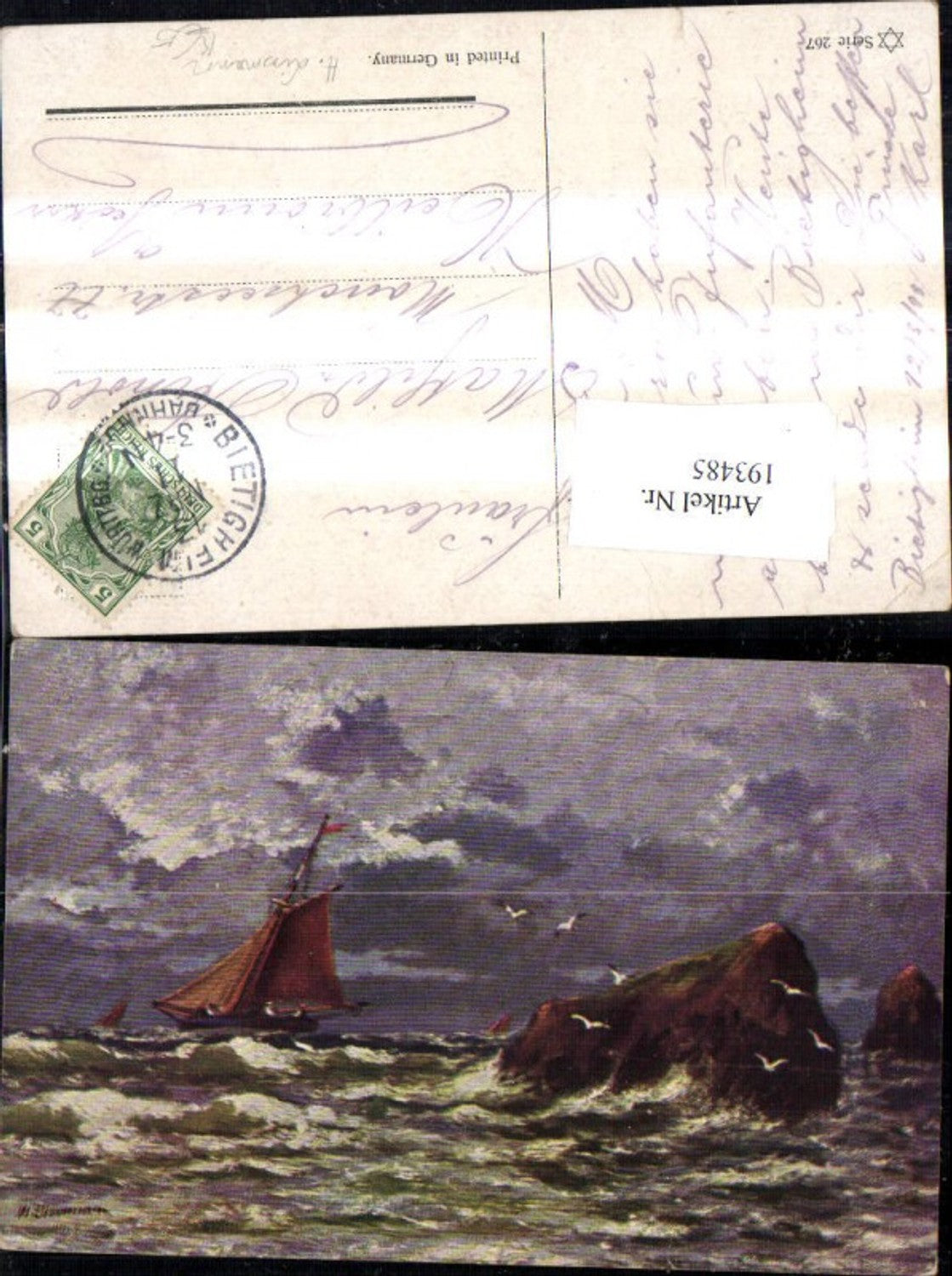 193485,Künstler AK H. Lissmann Segelschiff Schiff Felsen Sturm