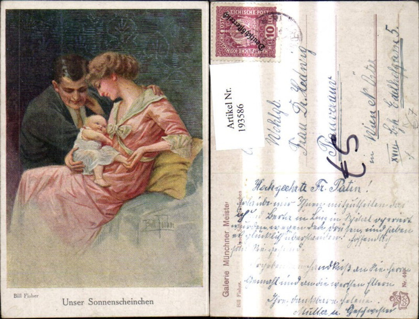 193586,Künstler Ak Bill Fisher Unser Sonnenscheinchen Paar m. Kind Baby