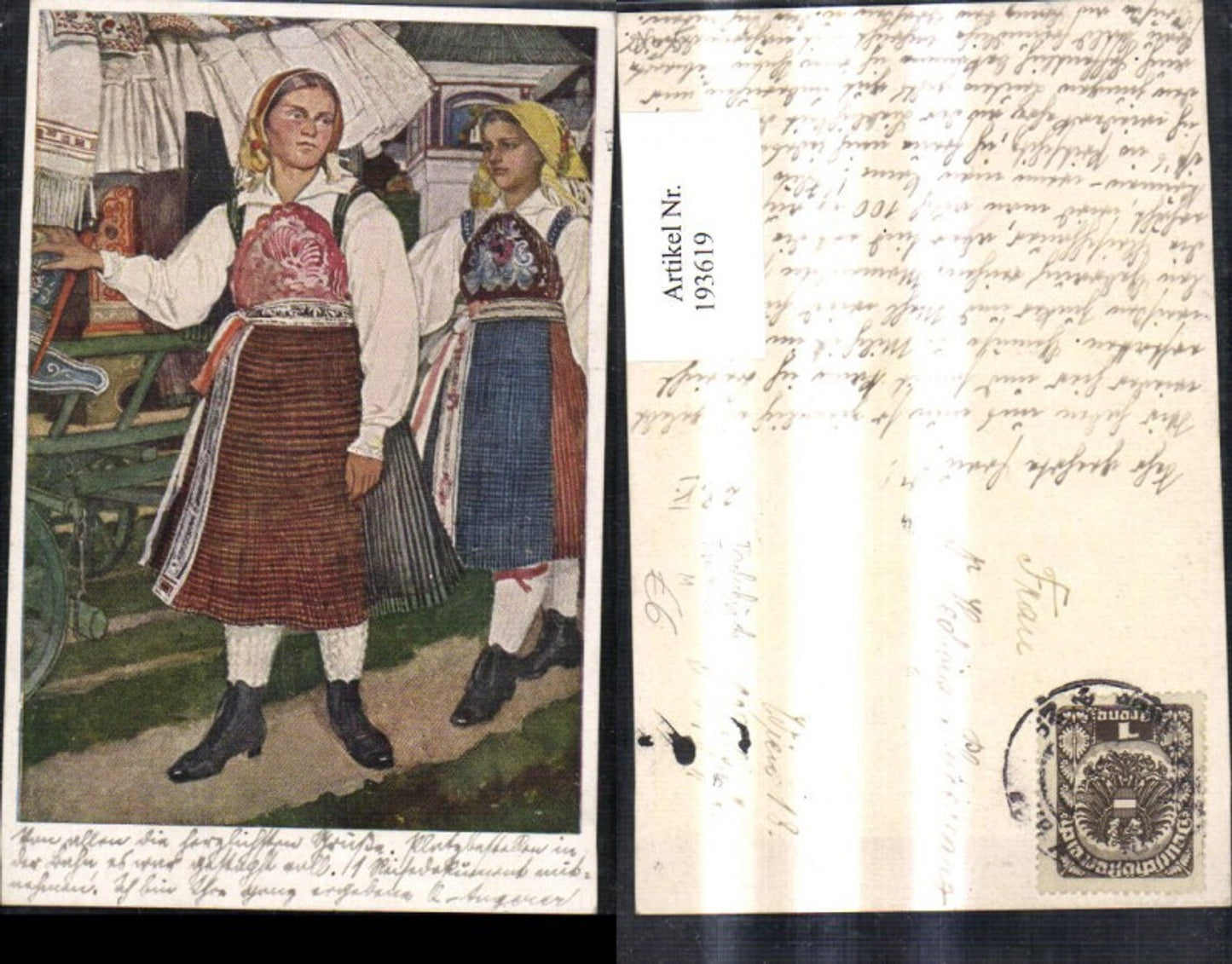 193619,Künstler Ak Frauen i. Tschechischer Tracht